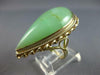 ANTIQUE EXTRA LARGE AAA JADE 14K YELLOW GOLD PEAR SHAPE FILIGREE FUN RING #27610