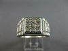 WIDE .35CT DIAMOND 14KT WHITE GOLD 3D MATTE & SHINY SQUARE CLUSTER 3D MENS RING