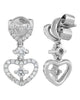 ESTATE .53CT DIAMOND 18KT WHITE GOLD CLASSIC DOUBLE HEART LOVE HANGING EARRINGS