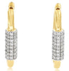 ESTATE .40CT DIAMOND 14KT YELLOW GOLD MULTI ROW CYLINDER HUGGIE HANGING EARRINGS