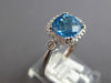 2CT DIAMOND & AAA BLUE TOPAZ 14K WHITE GOLD HALO CUSHION & ROUND ENGAGEMENT RING