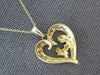 ESTATE .18CT DIAMOND 14KT YELLOW GOLD MOTHER & CHILD HEART LOVE FLOATING PENDANT