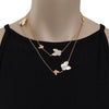 EXTRA LONG .01CT DIAMOND & AAA MOTHER OF PEARL 18KT ROSE GOLD BUTTERFLY NECKLACE