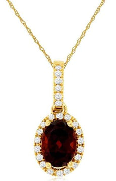 1.02CT DIAMOND & AAA GARNET 14KT YELLOW GOLD OVAL & ROUND HALO FLOATING PENDANT