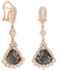 LARGE 5.83CT WHITE & SLICE DIAMOND 18KT ROSE GOLD 3D TEAR DROP CLIP ON EARRINGS