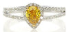 .81CT WHITE & FANCY YELLOW DIAMOND 18K 2 TONE GOLD 3D PEAR SHAPE ENGAGEMENT RING