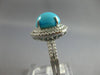 LARGE .95CT DIAMOND & AAA TURQUOISE 14K WHITE GOLD 3D OVAL & ROUND HALO FUN RING