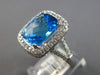 ESTATE LARGE 7.15CT DIAMOND & AAA BLUE TOPAZ 14K WHITE GOLD CUSHION & ROUND RING