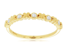 ESTATE .08CT DIAMOND 14KT YELLOW GOLD ROUND 5 STONE FLOWER BUTTERFLY LOVE RING