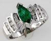 1.22CT DIAMOND & AAA EMERALD 14KT WHITE GOLD 3D MARQUISE & ROUND FRIENDSHIP RING