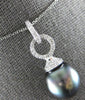 LARGE .45CT DIAMOND AAA TAHITIAN PEARL 14K WHITE GOLD LOVE KNOT FLOATING PENDANT