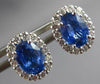 LARGE 2.31CT DIAMOND & AAA CEYLON SAPPHIRE 14KT WHITE GOLD 3D OVAL STUD EARRINGS