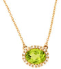 1.52CT DIAMOND & AAA PERIDOT 14K ROSE GOLD 3D OVAL & ROUND CLASSIC HALO NECKLACE