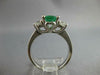 1.80CT DIAMOND & AAA EMERALD 14KT WHITE GOLD OVAL & ROUND ENGAGEMENT RING #27484