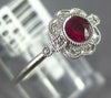 ESTATE SMALL .33CT DIAMOND & AAA RUBY 18KT WHITE GOLD FILIGREE FLOWER FUN RING