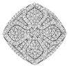 ESTATE LARGE .63CT DIAMOND 14KT WHITE GOLD 3D FLOWER SQUARE FUN RING