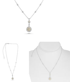 1.06CT WHITE & FANCY YELLOW DIAMOND 18KT 2 TONE GOLD OVAL & ROUND LOVE NECKLACE