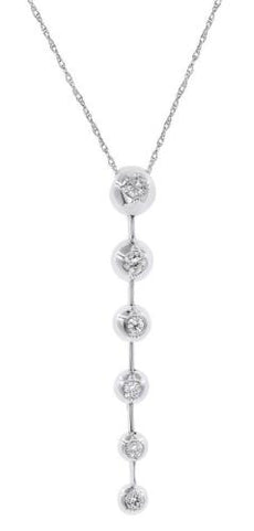.27CT DIAMOND 14K WHITE GOLD 3D ROUND BEZEL BY THE YARD JOURNEY FLOATING PENDANT
