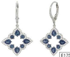 2.69CT DIAMOND 14KT WHITE GOLD 3D PEAR SHAPE & ROUND FLORAL SQUARE FUN EARRINGS
