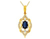 .70CT DIAMOND & AAA SAPPHIRE 14KT YELLOW GOLD OVAL & ROUND LEAF FLOATING PENDANT