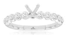.50CT DIAMOND 14KT WHITE GOLD 3D ROUND SHARED PRONG SEMI MOUNT ENGANGEMENT RING