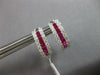 1.09CT DIAMOND & AAA RUBY 14KT WHITE GOLD THREE ROW HUGGIE HOOP HANGING EARRINGS
