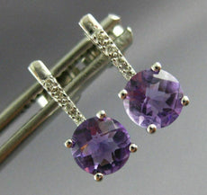 ESTATE .83CT DIAMOND & AAA AMETHYST 14KT WHITE GOLD 3D ROUND HANGING EARRINGS