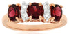 ESTATE 1.31CT DIAMOND & AAA RHODOLITE 14KT ROSE GOLD 3D ROUND 3 STONE LOVE RING