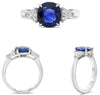 3.34CT DIAMOND & AAA SAPPHIRE PLATINUM ROUND & TRILLION 3 STONE ENGAGEMENT RING
