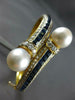 LARGE 6.72CT DIAMOND & AAA SAPPHIRE & PEARL 18K 2 TONE GOLD CUFF BANGLE BRACELET