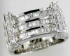 WIDE 1.35CT DIAMOND 14Kt WHITE GOLD ROUND & BAGUETTE MULTI ROW ANNIVERSARY RING