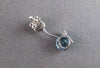 1.93CT DIAMOND & BLUE TOPAZ 14KT WHITE GOLD 3D ROUND FLOWER HANGING EARRINGS