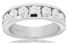 WIDE 2.0CT DIAMOND 14K WHITE GOLD 7 STONE ROUND CHANNEL WEDDING ANNIVERSARY RING