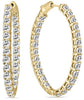 5CT DIAMOND 14KT YELLOW GOLD ROUND SHARED PRONG INSIDE OUT HOOP HANGING EARRINGS