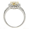 1.22CT WHITE & FANCY YELLOW DIAMOND 18KT 2 TONE GOLD HEART SHAPE ENGAGEMENT RING