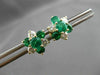 ESTATE 2.0CT DIAMOND & EMERALD 14KT YELLOW GOLD 3D FLOWER CLUSTER EARRINGS 24555