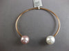 AAA WHITE & PINK SOUTH SEA PEARL 14KT ROSE GOLD 3D FLEXIBLE LOVE BANGLE BRACELET