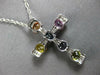 LARGE .45CT DIAMOND & AAA MULTI COLOR SAPPHIRE 18KT WHITE GOLD FLOATING PENDANT