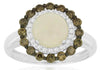 1.78CT WHITE & MOCHA DIAMOND & AAA OPAL 14K WHITE GOLD 3D ROUND FLOWER LOVE RING