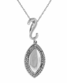 ESTATE .15CT DIAMOND 14KT WHITE GOLD 3D MARQUISE SHAPE PAVE FUN PENDANT