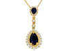 1.31CT DIAMOND & AAA SAPPHIRE 14KT YELLOW GOLD PEAR SHAPE HALO FLOATING PENDANT