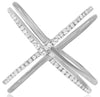 ESTATE .33CT DIAMOND 14KT WHITE GOLD 3D CLASSIC 2 ROW CRISS CROSS X FUN RING