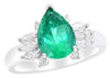ESTATE 2.55CT DIAMOND & AAA EMERALD 18KT WHITE GOLD 3D CLASSIC ENGAGEMENT RING
