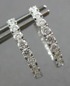 ESTATE 1.06CT DIAMOND 18KT WHITE GOLD 3D INSIDE OUT OVAL HOOP HANGING EARRINGS
