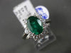 ESTATE LARGE 2.14CT DIAMOND & AAA EMERALD PLATINUM 3D OVAL HALO ENGAGEMENT RING