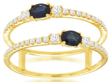 .75CT DIAMOND & AAA SAPPHIRE 14KT YELLOW GOLD OVAL & ROUND CRISS CROSS FUN RING