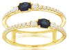 .75CT DIAMOND & AAA SAPPHIRE 14KT YELLOW GOLD OVAL & ROUND CRISS CROSS FUN RING