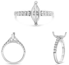 .53CT DIAMOND 14KT WHITE GOLD ROUND & MARQUISE SHAPE SEMI MOUNT ENGAGEMENT RING
