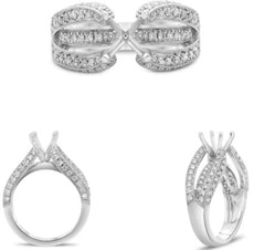 .64CT DIAMOND 14KT WHITE GOLD 3D ROUND 3 ROW 4 PRONG SEMI MOUNT ENGAGEMENT RING