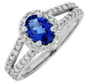 1.49CT DIAMOND & AAA TANZANITE 14KT WHITE GOLD 3D OVAL & ROUND ENGAGEMENT RING